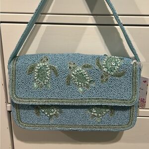 Beaded Sea Turtle Shoulder Bag NWT
